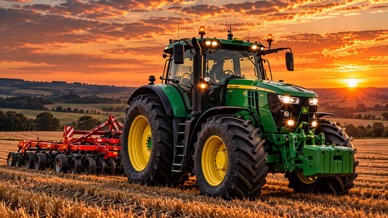 Agricultural tractor working in a Yorkshire field